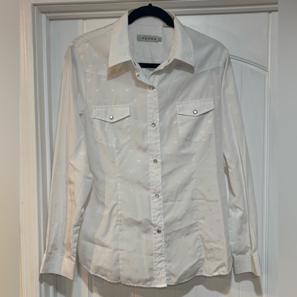 Roper Women’s fitted Pearl Snap Blouse Size L - Picture 9 of 9